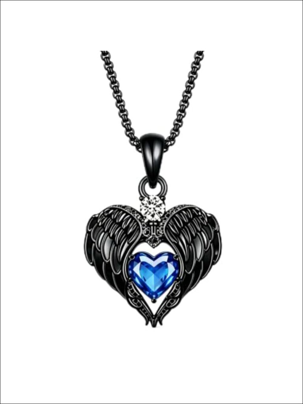 Angel Wings Pendant Necklace 18K Black Gold Plated Stainless Steel Guardian Gift